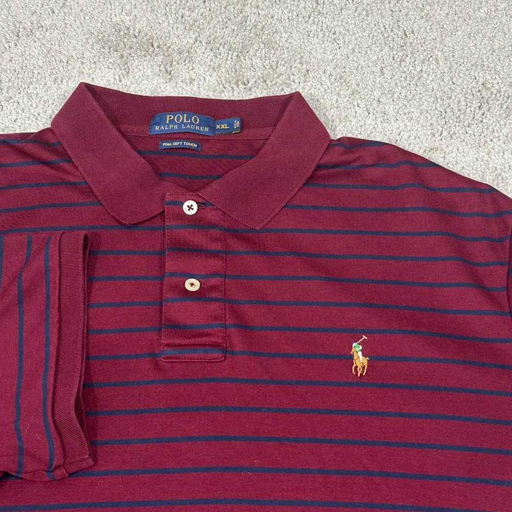 Polo by Ralph Lauren Burgundy and Navy Striped Shirt